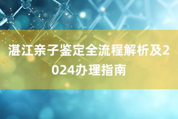 湛江亲子鉴定全流程解析及2024办理指南