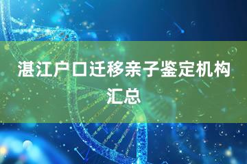 湛江户口迁移亲子鉴定机构汇总